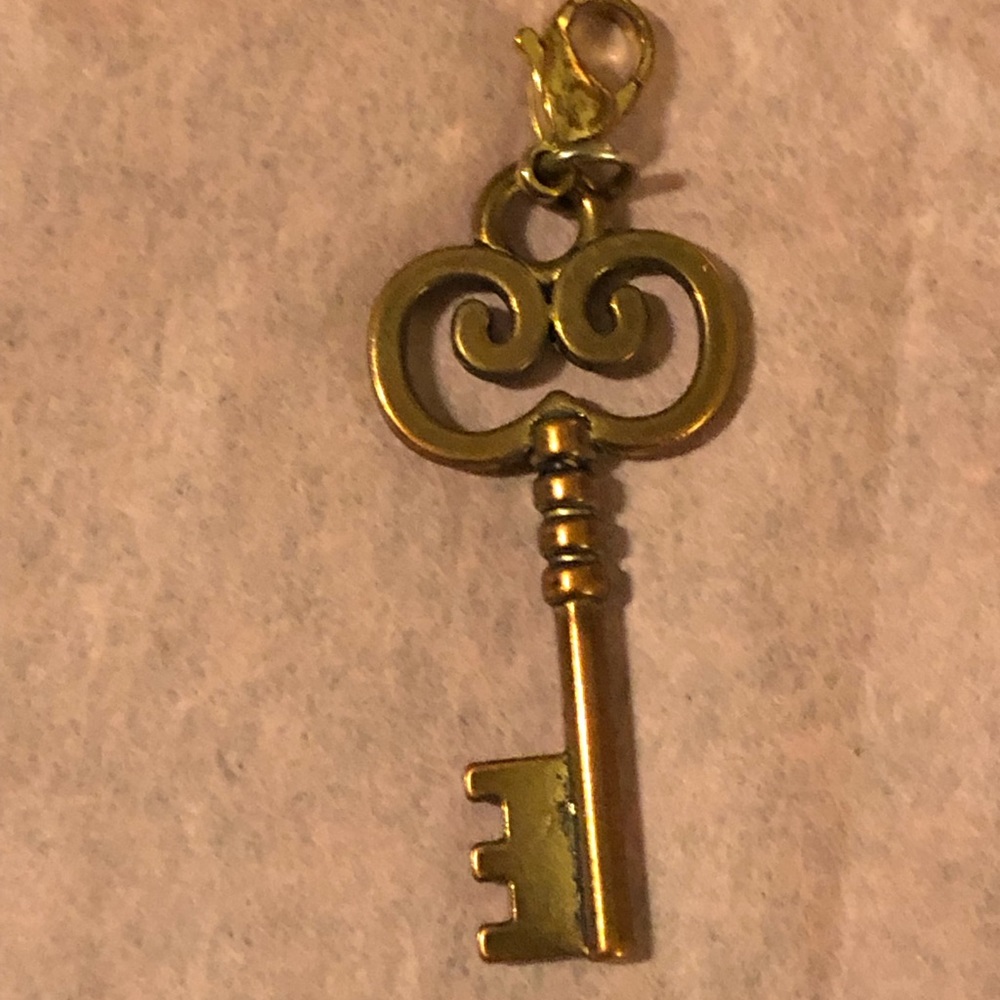 3 bronzed gold keychains with lobster claw clasp. First 3 pics of largest key
